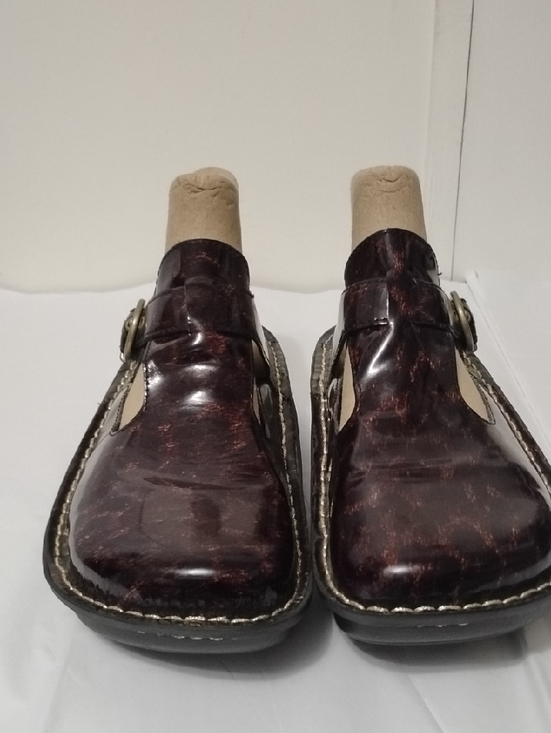 Alegria Shoes - Allegra Women's‎ 39 Leather Slip-On Buckle Shoes in Dark Brown